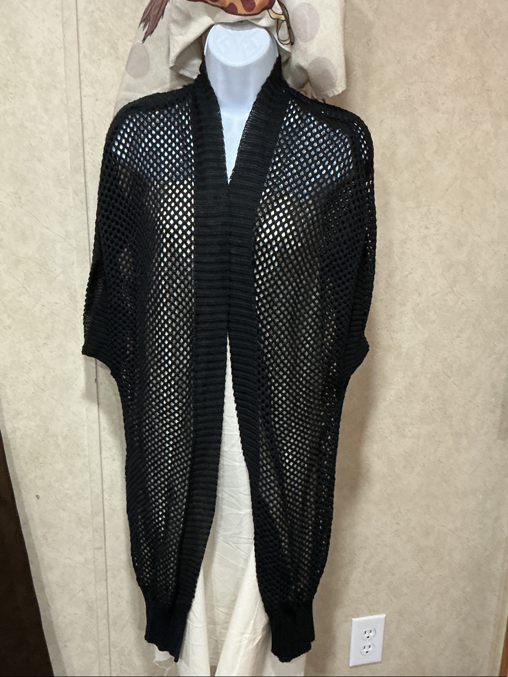 Bundle ) Black Open Knit Duster Cardigan